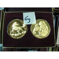 CHOICE on 9 sets of 2 commemorative silver medallions with 24 K gold overlay: Wild Mustang (3)