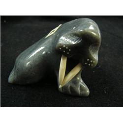 CHOICE on 4 soapstone walruses with ivory tusks by Panipchuk