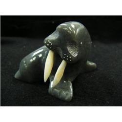 CHOICE on 4 soapstone walruses with ivory tusks by Panipchuk
