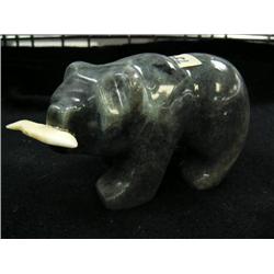 CHOICE on 2 soapstone bears with ivory fish by Panipchuk