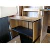 Image 4 : Lot of 3 damaged office pieces: 2-door, 3-shelf storage unit with no back, long office desk, long wo