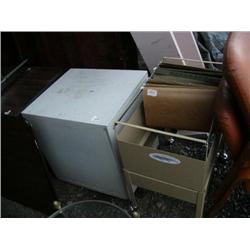 Lot of 2: 1 roll around hanging file unit; metal projector storage unit (107)