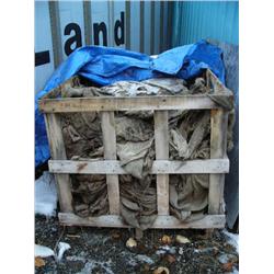 Crate of burlap bags