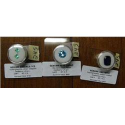 Lot of 3 gem stones: Genuine Amethyst- imperial purple, antique cushion, 10 ct., appraised value $65