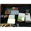 Image 6 : Lot of assorted jewelry and pocket knives- earrings, necklaces, approx. 30 jewelry cases with jewels