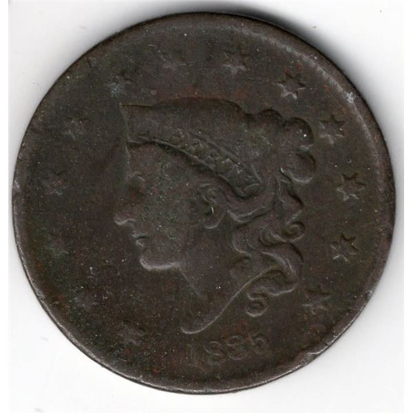 1835 Coronet Hair Cent