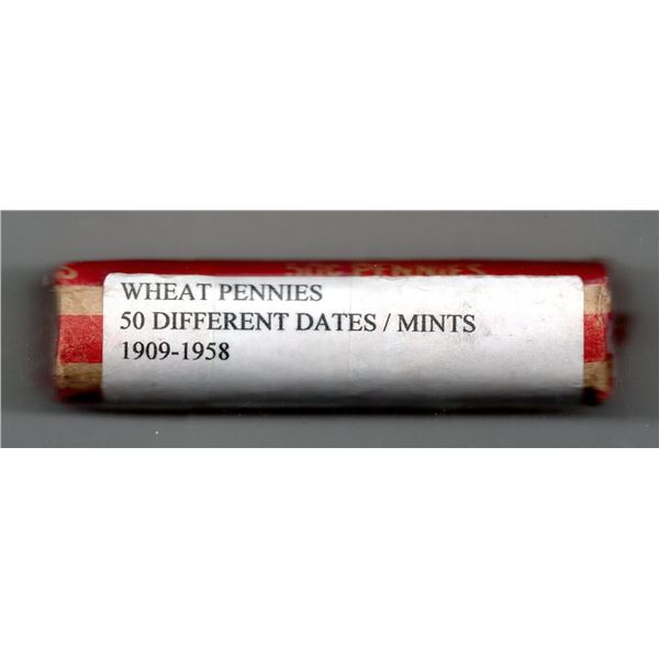 Roll of Wheat Cents 50 Different Dates and Mints