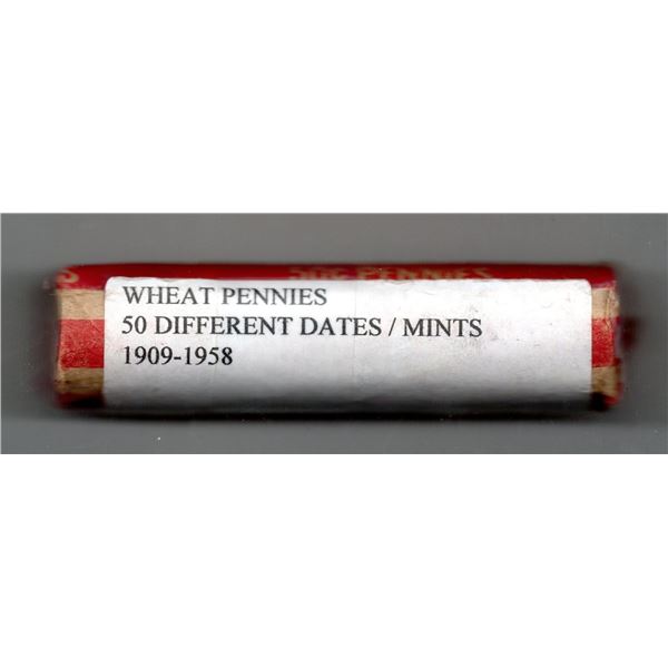 Roll of Wheat Cents 50 Different Dates and Mints