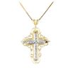 Image 2 : 0.18 ctw Diamond Cross Pendant with Chain - 14KT Yellow and White Gold