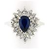 Image 1 : Vintage Platinum 2.69 ctw GIA NO HEAT Sapphire & Diamond Ballerina Cocktail Ring