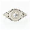 Image 4 : Antique Art Deco 18k White Gold .21 ctw Diamond Solitaire Filigree Engagement Ri