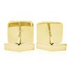 Image 2 : Mens Solid 14k Yellow Gold Nugget Textured & Polished Crackled Square Cuff Links