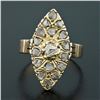 Image 2 : Antique Victorian 14k Rosy Yellow Gold Rose Cut Diamond Marquise Navette Ring