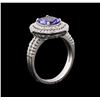 Image 3 : 1.48 ctw Tanzanite and Diamond Ring - 14KT White Gold