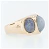 Image 5 : Men's Vintage Bold 14k Rose Gold 34.25 ctw Bezel Oval Star Sapphire 3 Stone Ring