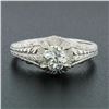 Image 2 : Vintage 14k White Gold 0.68 ctw Old Cut Diamond Solitaire Filigree Engagement Ri