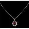 Image 1 : 18.81 ctw Ruby and Diamond Pendant With Chain - 14KT White Gold