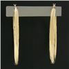 Image 2 : Large 14K Gold 2.15" Polished w/ Hand Engraved Matte Diamond Cut Hoop Earrings