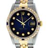 Image 2 : Rolex Mens Two Tone Blue Vignette Diamond & Sapphire Datejust Wristwatch 36MM