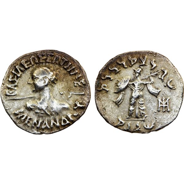 BACTRIA: Menander I, ca. 155-130 BC, AR drachm (2.37g), VF
