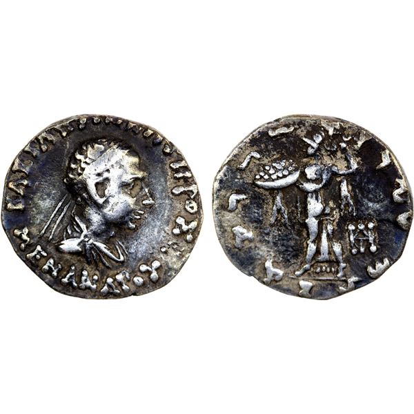 BACTRIA: Menander I, ca. 155-130 BC, AR drachm (2.35g), Pushkalavati, VF