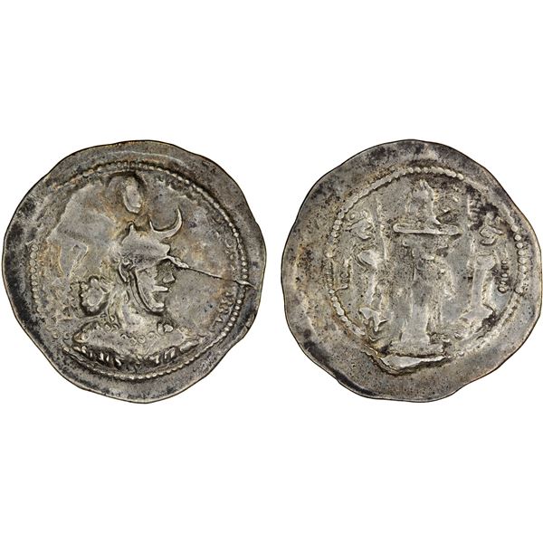 SASANIAN KINGDOM: Yazdigerd I, 399-420, AR drachm (4.32g), RYW (Riv-Ardashir), VF
