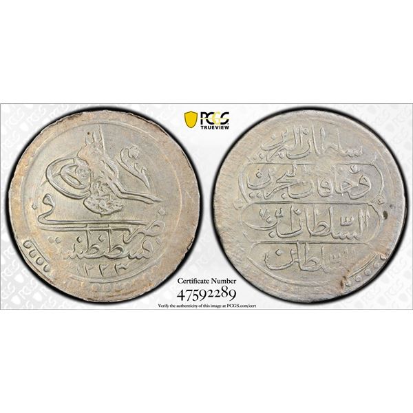 TURKEY: Mahmud II, 1808-1839, AR 10 para, Kostantiniye, AH1223 year 7, PCGS MS64