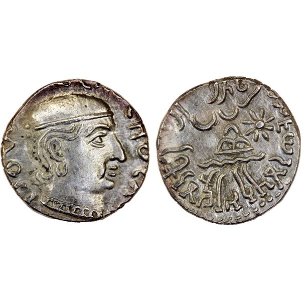 ANCIENT INDIA: WESTERN KSHATRAPAS: Rudradaman, ca. 130-160, AR drachm, choice EF