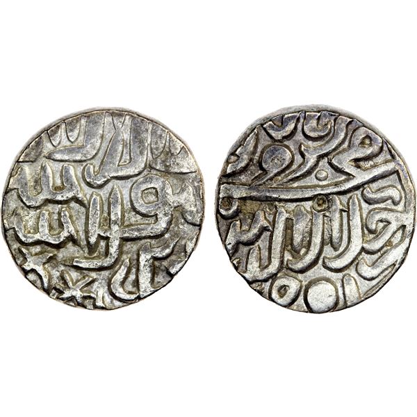 MUGHAL: Akbar I, 1556-1605, AR tanka (Mandu), AH97x, AU