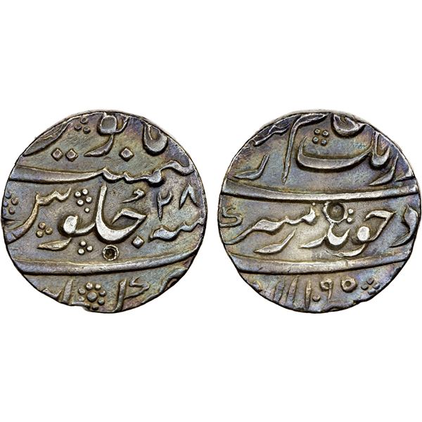 MUGHAL: Aurangzeb, 1658-1707, AR 1/2 rupee (5.65g), Kanbayat, AH1095 year 28, choice VF