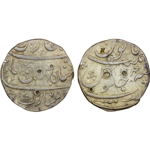 MUGHAL: Shah Jahan II, 1719, AR rupee (11.33g), Munbai, AH1131 year one, pleasing F-VF