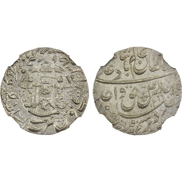 AWADH: Wajid Ali Shah, 1847-1856, AR rupee, Lucknow, AH1269 year 6, NGC MS66