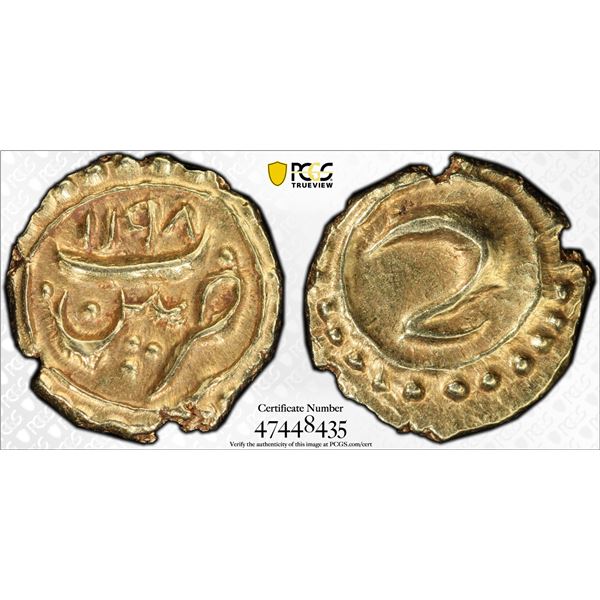 MYSORE: Tipu Sultan, 1782-1799, AV fanam (0.36g), Patan, AH1198 (1783), PCGS MS63