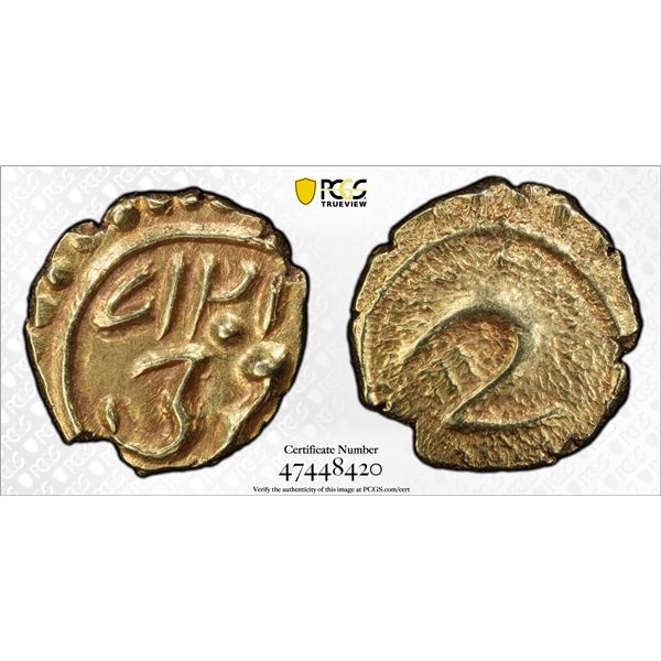 MYSORE: Tipu Sultan, 1782-1799, AV fanam (0.38g), Farrukhi, AH1201 (1787), PCGS MS62