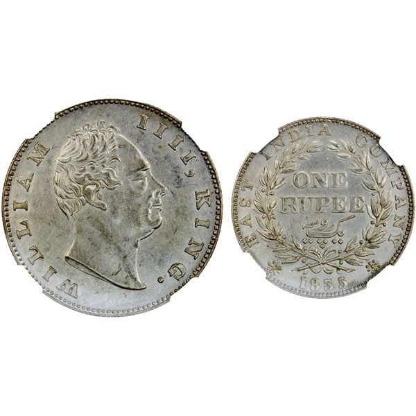BRITISH INDIA: William IV, 1830-1837, AR rupee, 1835(c), NGC UNC Details