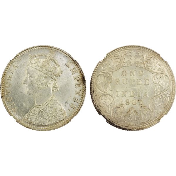 BRITISH INDIA: Victoria, Empress, 1876-1901, AR rupee, 1900-C, NGC MS63