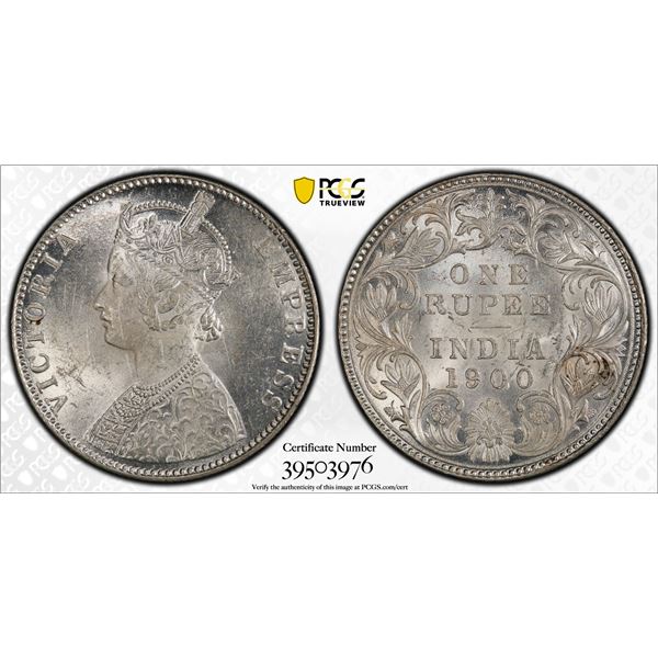 BRITISH INDIA: Victoria, Empress, 1876-1901, AR rupee, 1900-B, PCGS MS62 +