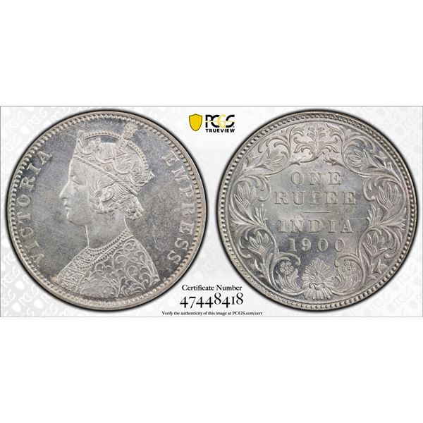 BRITISH INDIA: Victoria, Empress, 1876-1901, AR rupee, 1900-B, PCGS UNC Details