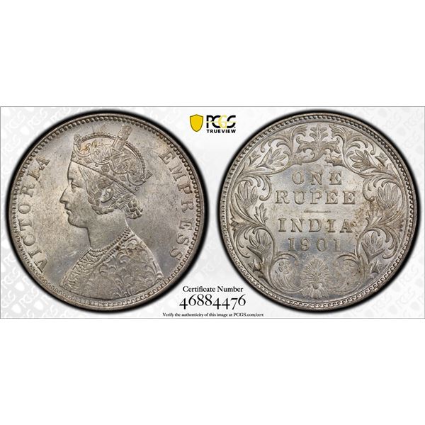 BRITISH INDIA: Victoria, Empress, 1876-1901, AR rupee, 1901-B, PCGS MS61