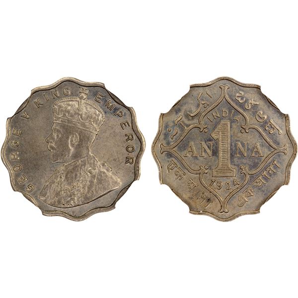 BRITISH INDIA: George V, 1910-1936, 1 anna, 1924(c), NGC MS63