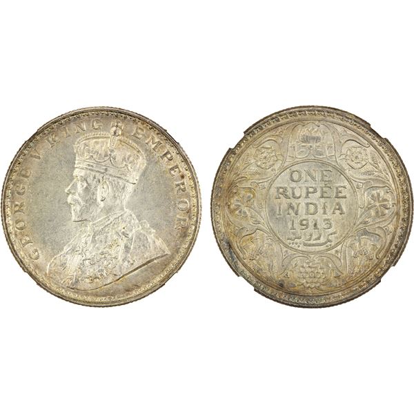BRITISH INDIA: George V, 1910-1936, AR rupee, 1913(b), NGC MS61