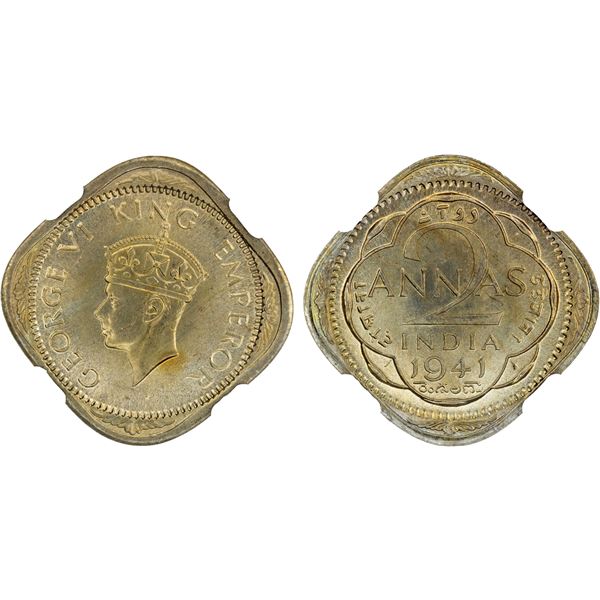 BRITISH INDIA: George VI, 1936-1947, 2 annas, 1941(b), NGC MS65