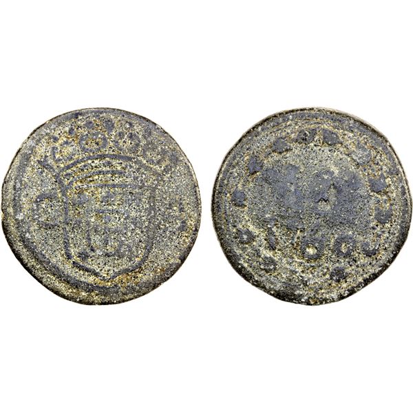 GOA: José I, 1750-1777, Tutenag 15 bazarucos (10.35g), 1760, VG