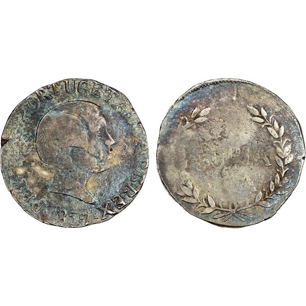 GOA: Pedro V, 1853-1861, AR rupia (10.93g), 1857, Fine
