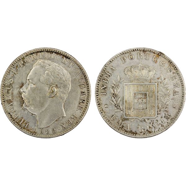 PORTUGUESE INDIA: Luís I, 1861-1889, AR rupia, 1882, EF