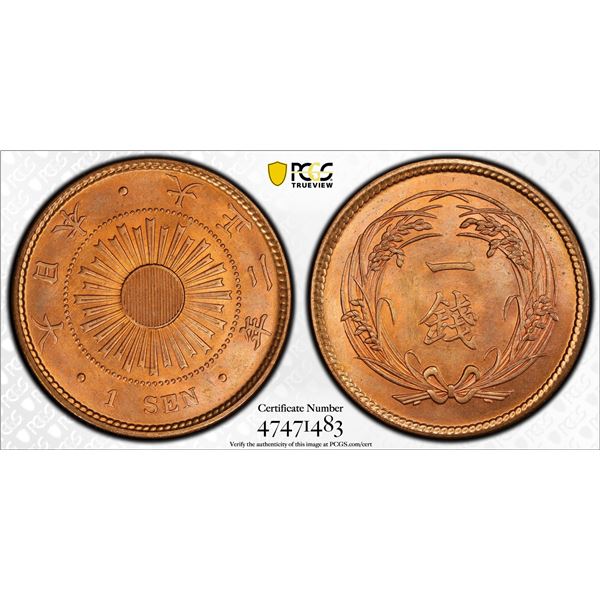 JAPAN: Taisho, 1912-1926, AE sen, year 2 (1913), PCGS MS65 RD