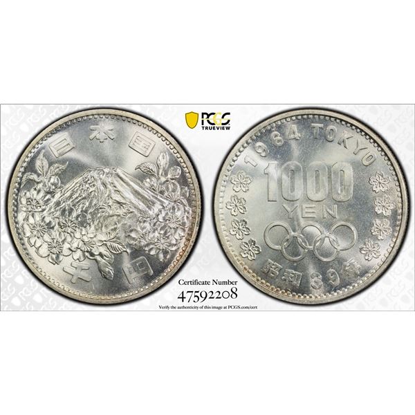 JAPAN: Showa, 1926-1989, AR 1000 yen, year 39 (1964), PCGS MS66