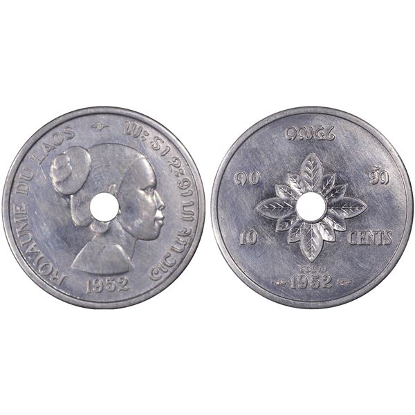 LAOS: Sisavang Vong, 1904-1959, 10 cents, 1952, PCGS Specimen 62