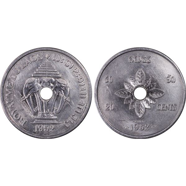 LAOS: Sisavang Vong, 1904-1959, 20 cents, 1952, PCGS Specimen 64