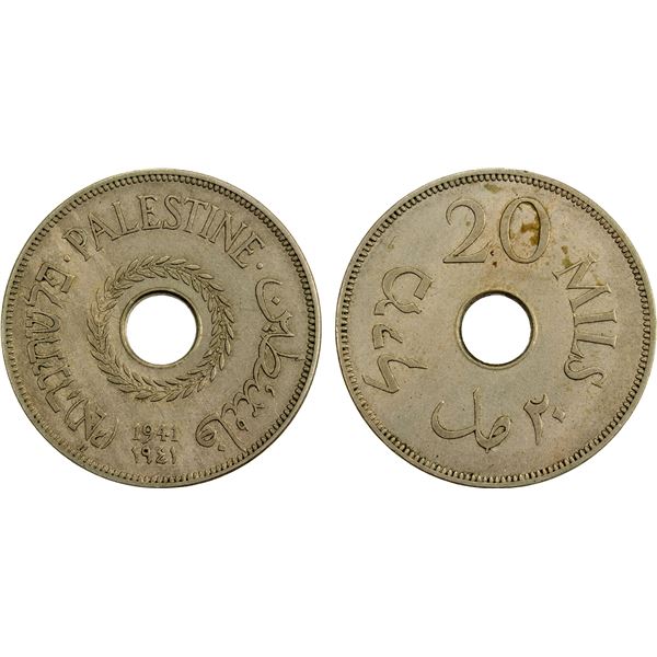 PALESTINE: British Mandate, 20 mils, 1941, Choice VF